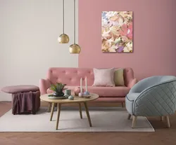 Pink sofa in the living room interior