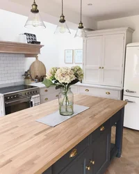 Biscay pine countertop photo in the kitchen interior