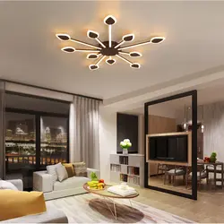 Ceiling Chandelier In The Living Room With A Low Ceiling Photo