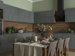 Gray Walls In The Kitchen Interior Wood