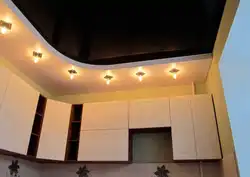 Двухуровневый потолок с подсветкой на кухне фото