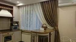 Curtains in the kitchen with a suspended ceiling photo