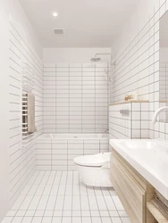 Тікбұрышты плиткалармен ванна бөлмесінің дизайны