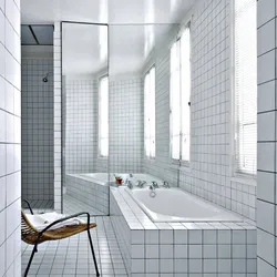 Тікбұрышты плиткалармен ванна бөлмесінің дизайны