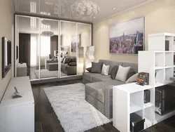 Square bedroom living room design photo