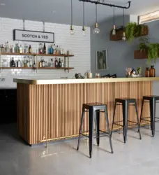 Wooden bar counters for the kitchen photo