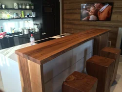 Wooden bar counters for the kitchen photo