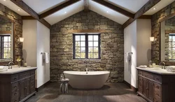 Bathroom design in a brick house