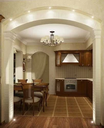 Arches in the kitchen made of plasterboard photo design