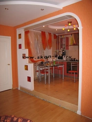 Arches in the kitchen made of plasterboard photo design