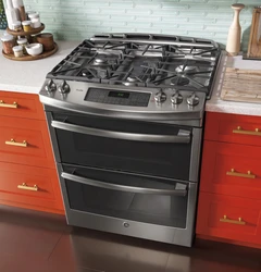 Modern gas stoves for the kitchen with oven photo