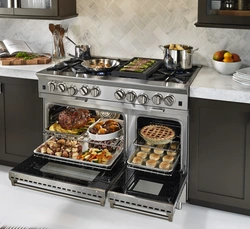 Modern gas stoves for the kitchen with oven photo