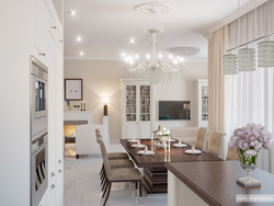 Living Room Interior With Kitchen Table