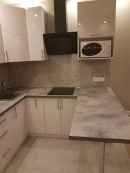 White Marquina marble in the kitchen interior