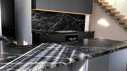 White Marquina Marble In The Kitchen Interior
