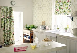 Photo Of A Kitchen With Flower Wallpaper