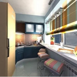 Design of a narrow and long kitchen with a balcony