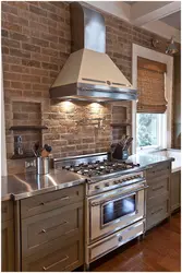 Photo of kitchen with stone panels