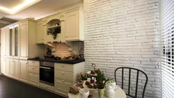 Photo of kitchen with stone panels