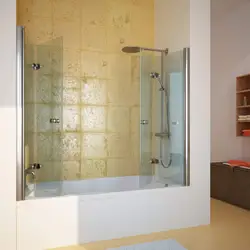 Glass curtains for bathtub photo in the interior