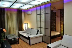 Дизайн комнаты разделенной на две зоны спальня