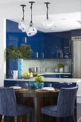 Синяя Кухня Гостиная В Интерьере