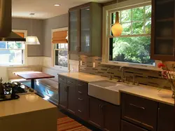 Kitchen with a window in the work area house photo