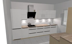 Straight Kitchen Design With Refrigerator On The Right