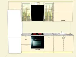 Дизайн Прямой Кухни С Холодильником Справа
