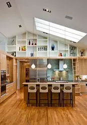 Kitchen interior with high ceilings photo