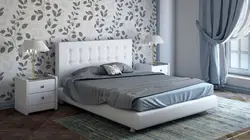 Wallpaper for a white bed in the bedroom photo