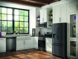 Кухни С Темным Холодильником Фото