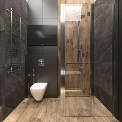 Ванная комната черная с деревом дизайн
