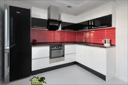 Glossy corner kitchen design