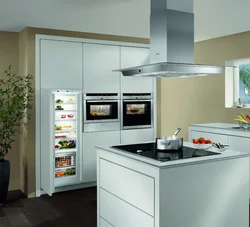 White household appliances in the kitchen interior
