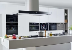 White household appliances in the kitchen interior