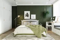 Цёмна зялёная спальня дызайн фота