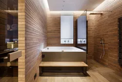 Bathroom design in a house with a sauna