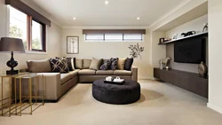 Living room design beige floor