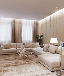 Living room design beige floor