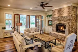 Interiors Kitchen Living Room With Fireplace Photo In Style