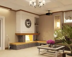 Интерьеры кухня гостиная с камином фото в стиле