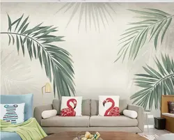 Wallpaper With Palm Leaves In The Bedroom Interior