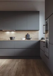 Dark Gray Kitchen With Wood Photo