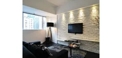 White bricks in the living room interior is wallpaper