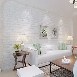 White Bricks In The Living Room Interior Is Wallpaper