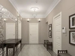 Beige color combination in the hallway interior