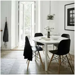 Black Round Table In The Kitchen Interior Photo