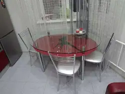Kitchen with round glass table photo
