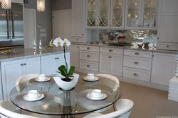 Kitchen with round glass table photo